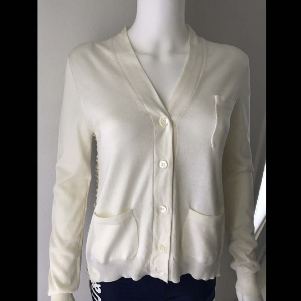 Aquilano Rimondi Women's Cardigan Sweater Ivory 40 - Picture 6 of 12